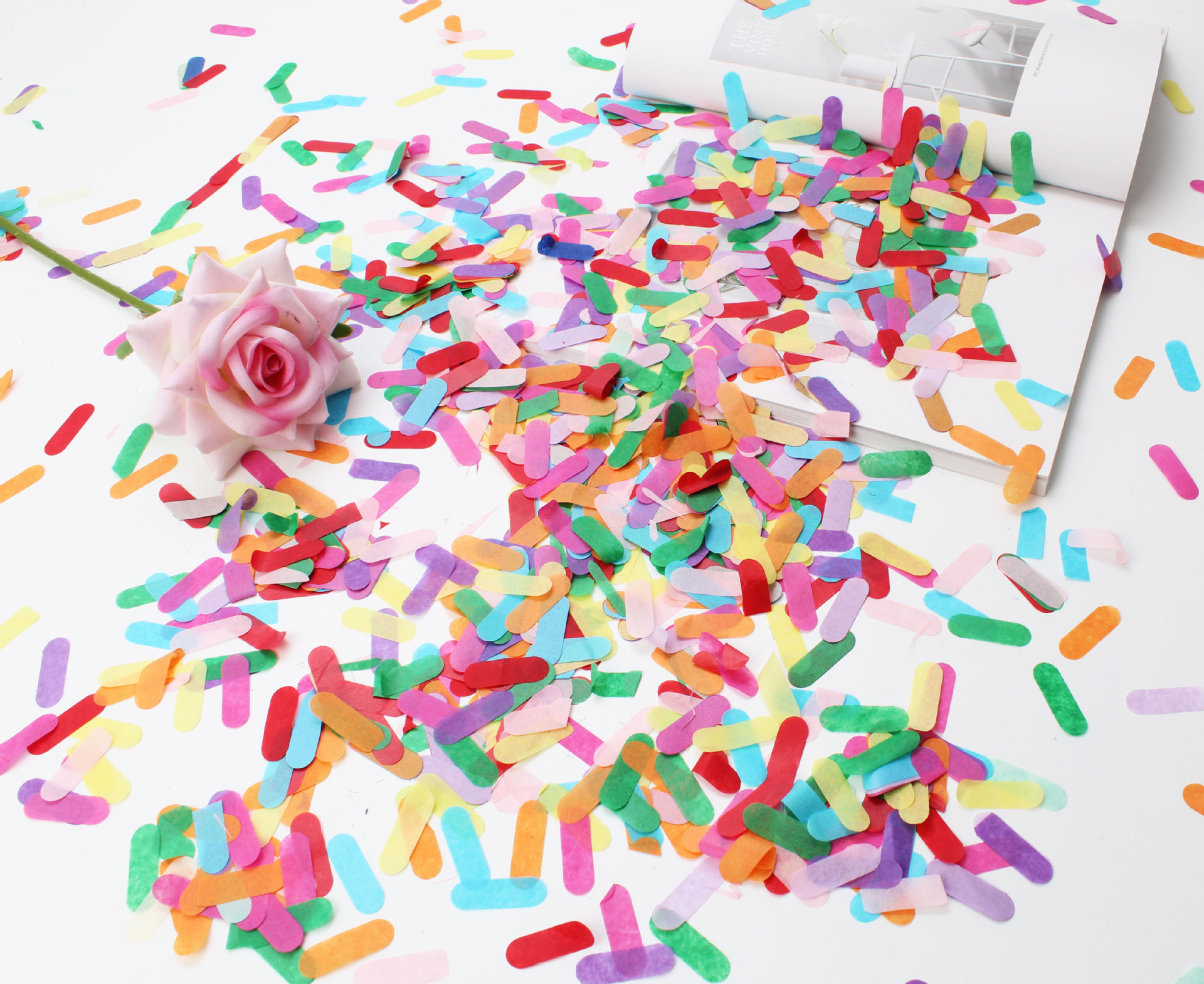 long streamers of tissue paper confetti for festival celebration party decoration